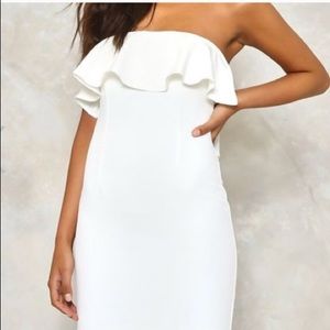 Nasty Gal white ruffle strapless dress